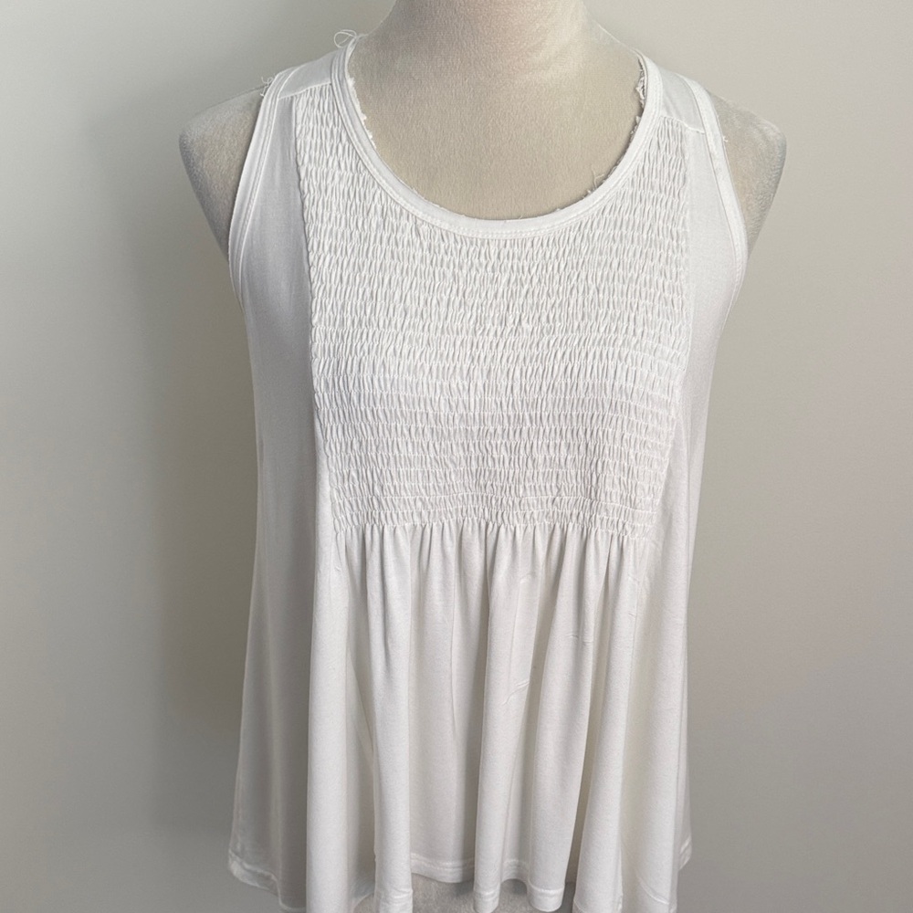 POL White Smocked Tank Top